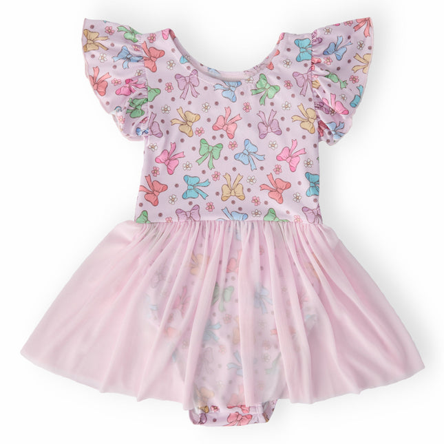 Springtime Bows S/S Twirl Leotard - Dashing Nova
