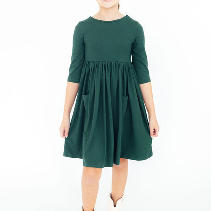 Spruce 3/4 Sleeve Pocket Twirl Dress
