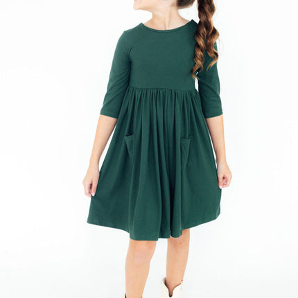 Spruce 3/4 Sleeve Pocket Twirl Dress