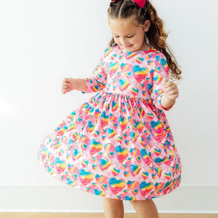 Sugar & Spice 3/4 Sleeve Pocket Twirl Dress