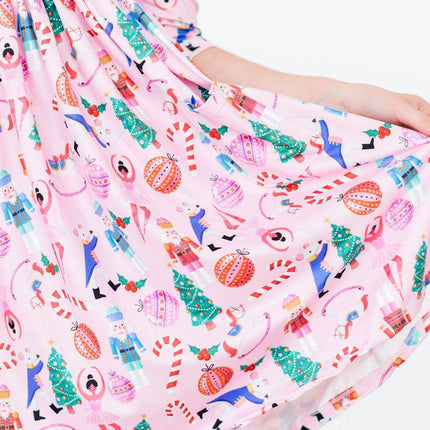 Sugarplum Fairy 3/4 Sleeve Pocket Twirl Dress