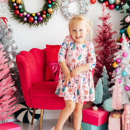 Sugarplum Fairy 3/4 Sleeve Pocket Twirl Dress