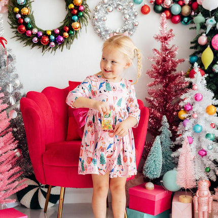Sugarplum Fairy 3/4 Sleeve Pocket Twirl Dress