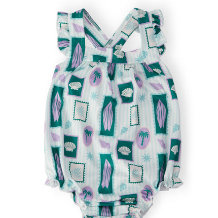 Surfer Girl Ruffle Cross Back Romper