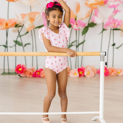Sweet Strawberries S/S Flutter Sleeve Leotard