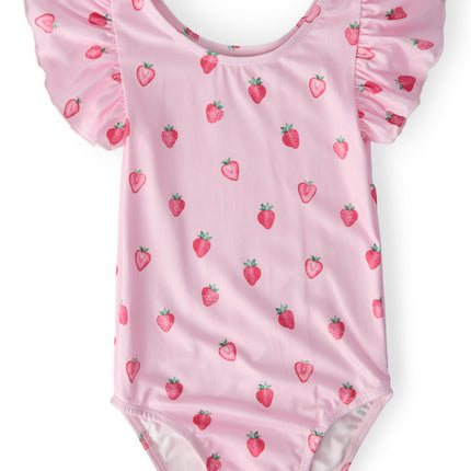 Sweet Strawberries S/S Flutter Sleeve Leotard