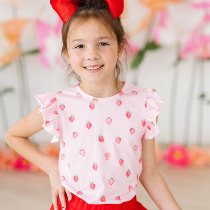Sweet Strawberries S/S Ruffle Tee