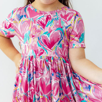Sweetheart Scribbles S/S Pocket Twirl Dress