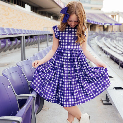 TCU Plaid Frog Flutter Twirl Dress