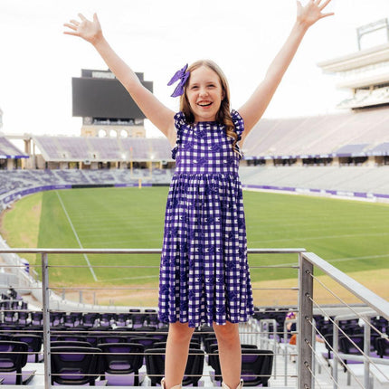 TCU Plaid Frog Flutter Twirl Dress