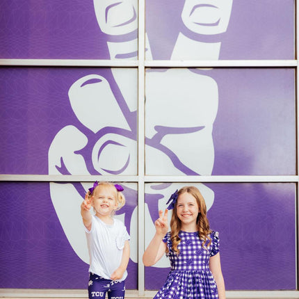 TCU Plaid Frog Flutter Twirl Dress