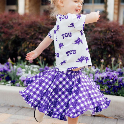TCU Plaid Frog Ruffle Twirl Skort