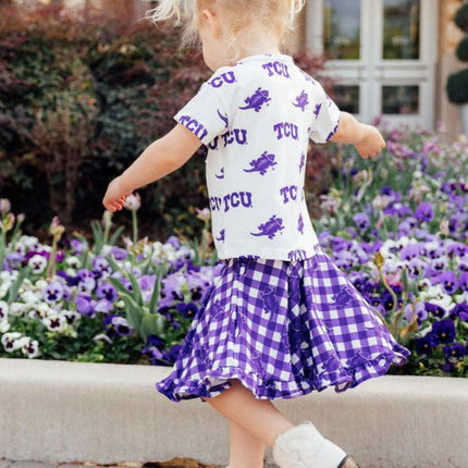 TCU Plaid Frog Ruffle Twirl Skort