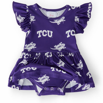 TCU Purple Frog S/S Flutter Twirl Bodysuit