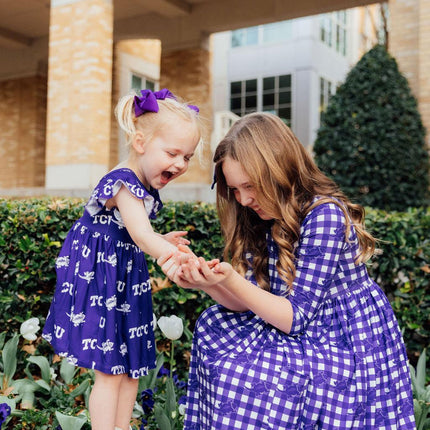 TCU Purple Frog Flutter Twirl Dress