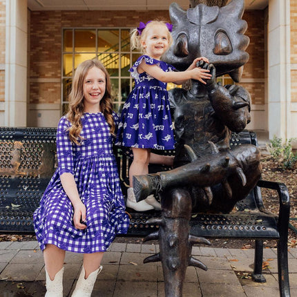 TCU Purple Frog Flutter Twirl Dress