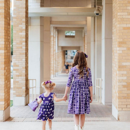 TCU Purple Frog Flutter Twirl Dress