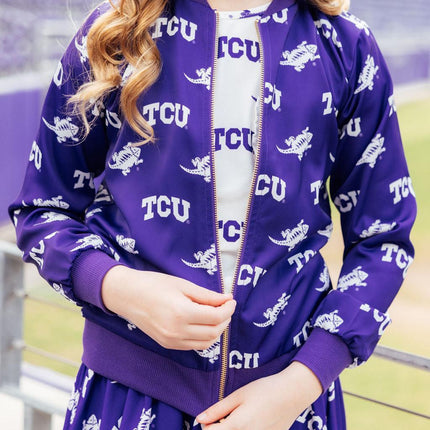 TCU Purple Frog Satin Jacket