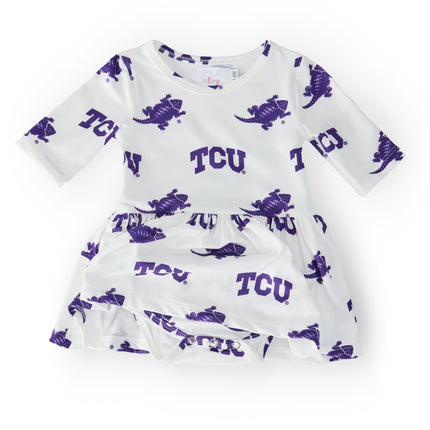 TCU White Frog 3/4 Sleeve Twirl Bodysuit