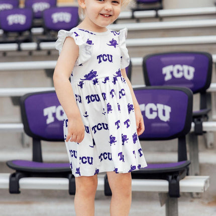 TCU White Frog Flutter Twirl Dress