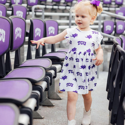 TCU White Frog Flutter Twirl Dress