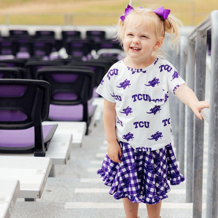 TCU White Frog Ruffle Pocket Tee