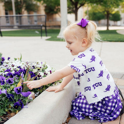 TCU White Frog Ruffle Pocket Tee