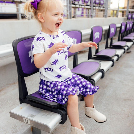 TCU White Frog Ruffle Pocket Tee