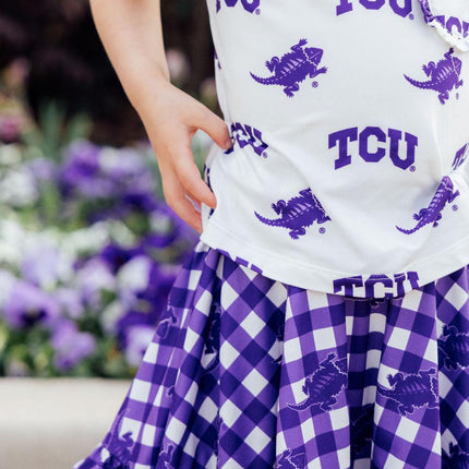 TCU White Frog Ruffle Pocket Tee