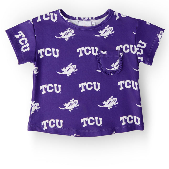 TCU Purple Frog Ruffle Pocket Tee - Dashing Nova