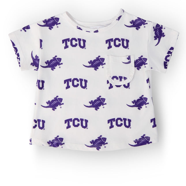 TCU White Frog Ruffle Pocket Tee - Dashing Nova