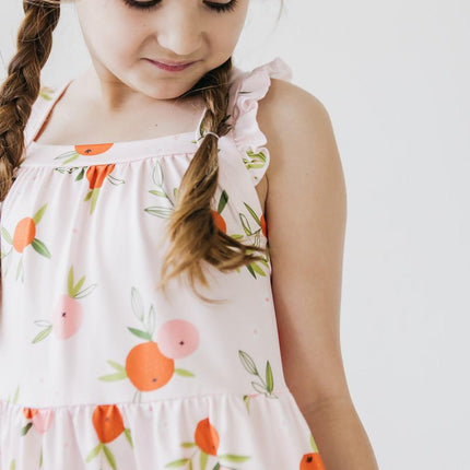 Tangerine Ruffle Cross Back Dress