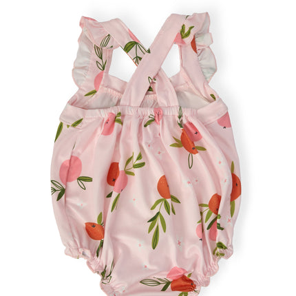 Tangerine Ruffle Cross Back Romper