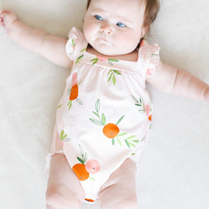 Tangerine Ruffle Cross Back Romper
