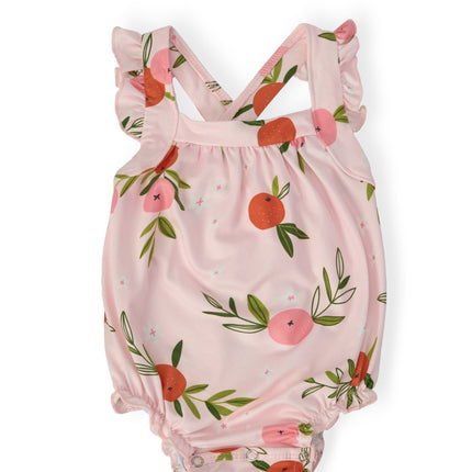 Tangerine Ruffle Cross Back Romper
