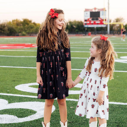Texas Tech Black Raider Red 3/4 Sleeve Pocket Twirl Dress