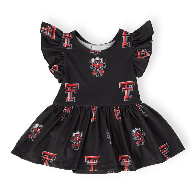 Texas Tech Black Raider Red S/S Flutter Twirl Bodysuit - Dashing Nova