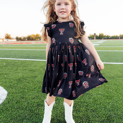 Texas Tech Black Raider Red Flutter Twirl Dress