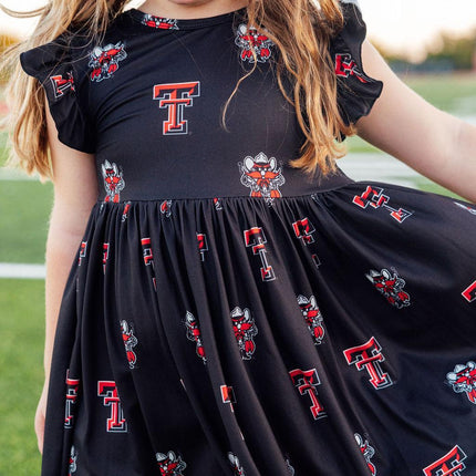 Texas Tech Black Raider Red Flutter Twirl Dress