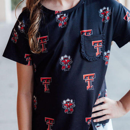 Texas Tech Black Raider Red Ruffle Pocket Tee