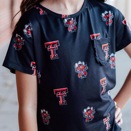 Texas Tech Black Raider Red Ruffle Pocket Tee