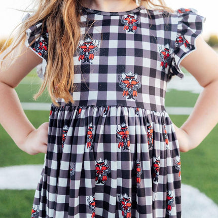 Texas Tech Plaid Raider Red Flutter Twirl Dress