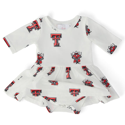 Texas Tech White Raider Red 3/4 Sleeve Twirl Bodysuit