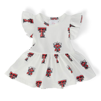 Texas Tech White Raider Red S/S Flutter Twirl Bodysuit
