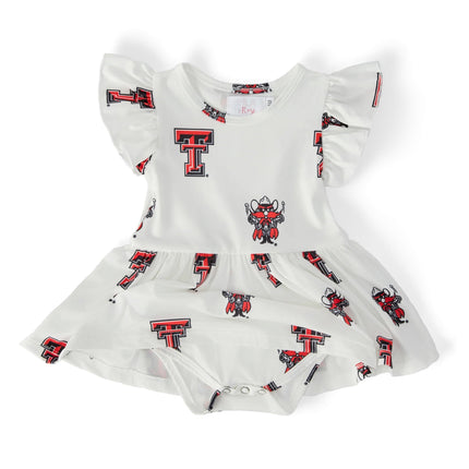 Texas Tech White Raider Red S/S Flutter Twirl Bodysuit