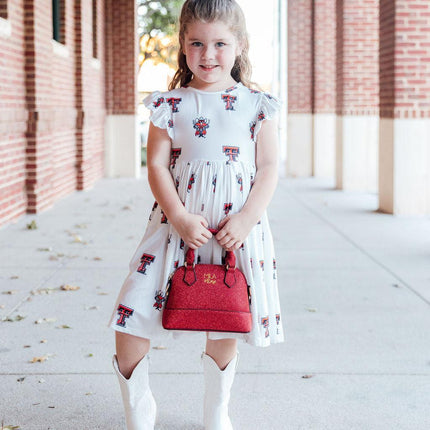 Texas Tech White Raider Red Flutter Twirl Dress