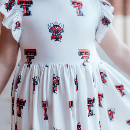 Texas Tech White Raider Red Flutter Twirl Dress