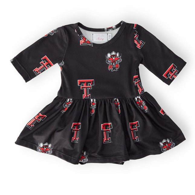 Texas Tech Black Raider Red 3/4 Sleeve Twirl Bodysuit - Dashing Nova