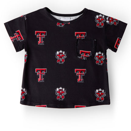 Texas Tech Black Raider Red Ruffle Pocket Tee