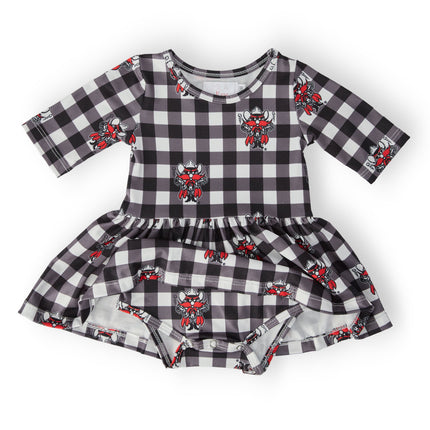 Texas Tech Plaid Raider Red 3/4 Sleeve Twirl Bodysuit